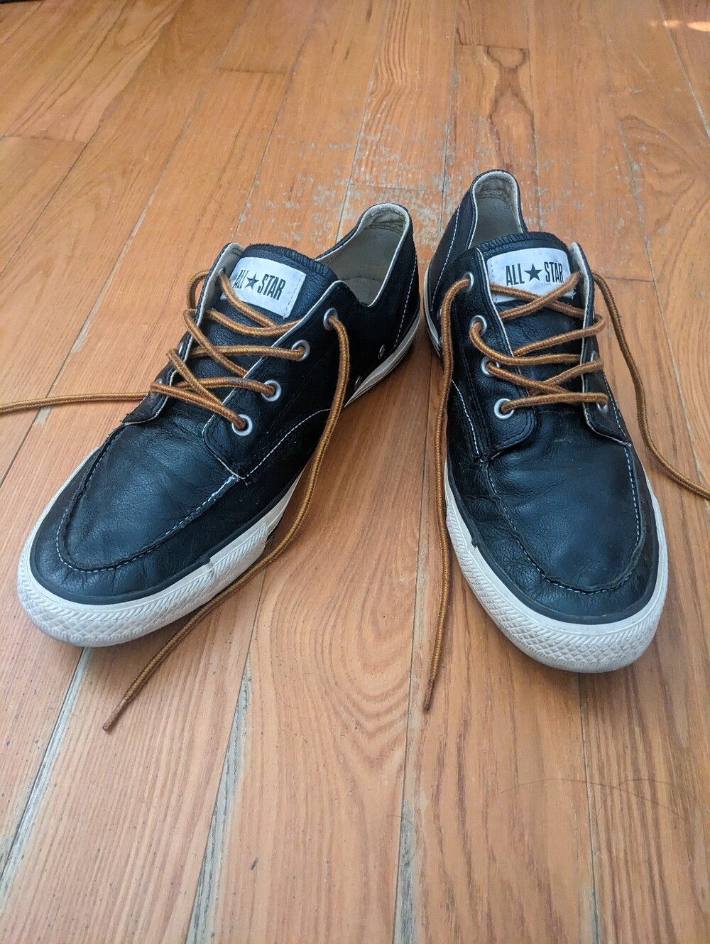 Converse Black Leather Boat Shoes Moccasins Sneakers Women's 14